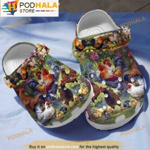 Chicken Art Rooster 3D Crocs Clog Shoes, Funny Crocs