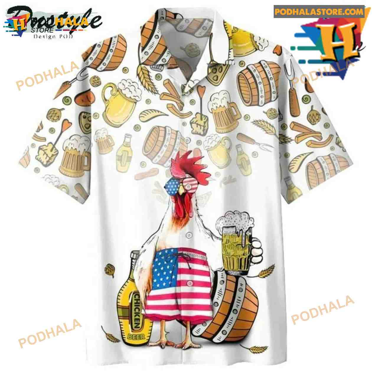 Chicken Beer Hawaiian Shirt Chicken Beer Hawaiian Shirt