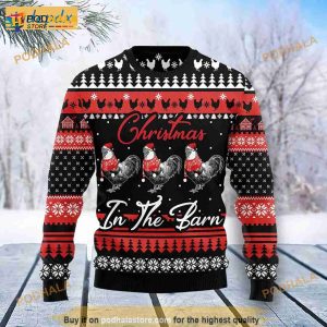 Chicken Christmas In The Barn Christmas 3D Funny Ugly Sweater