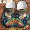 Chicken Rooster Nature Flower 3D Crocs Clog Shoes, Funny Crocs
