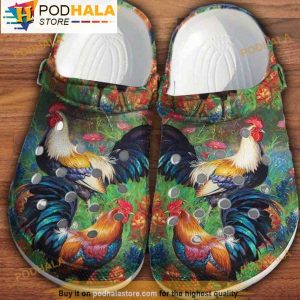 Chicken Rooster Nature Flower 3D Crocs Clog Shoes, Funny Crocs