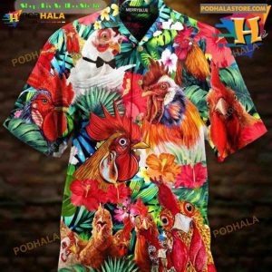 Chicken Tropical Hawaii Shirt, Chicken Lover Hawaiian Shirt