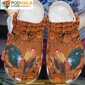 Chicken Wood Flower 3D Crocs Clog Shoes, Funny Crocs