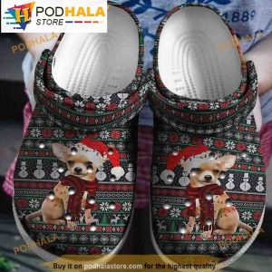 Chihuahua Christmas Knitted Dog Clogband 3D Crocs, Funny Crocs