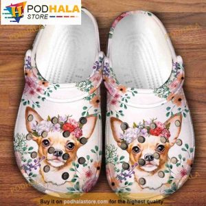 Chihuahua Puppy Flower Dog Clogband 3D Crocs, Funny Crocs