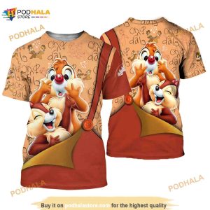 Chip 'n' Dale Brown Cute Disney Unisex 3D Shirt