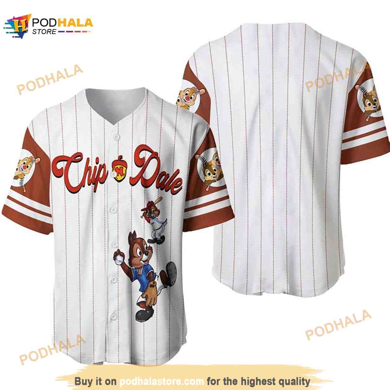 Chipmunks Chip & Dale All Over Print Pinstripe 3D Baseball Jersey - Bring  Your Ideas, Thoughts And Imaginations Into Reality Today
