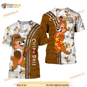 Chip 'n' Dale Raglan Brown Tan Disney Cartoon 3D Hoodie Zip Hoodie