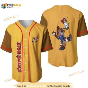 Chipmunks Chip 'n' Dale All Over Print 3D Baseball Jersey - Gold Brown
