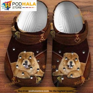 Chow Chow Leather Zipper Dog Clogband 3D Crocs, Funny Crocs