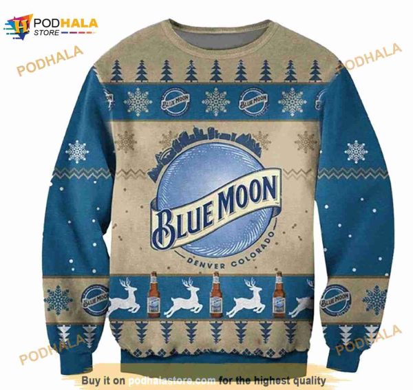 Christmas Blue Moon 3D Funny Ugly Sweater, Blue Moon Xmas Gifts