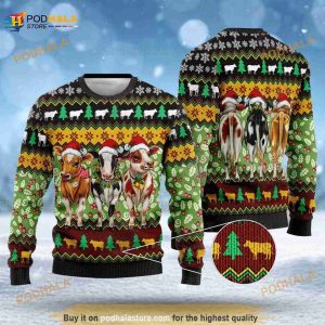 Christmas Cows Santa Claus 3D Funny Ugly Sweater