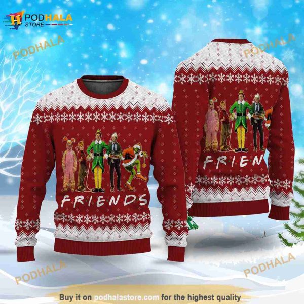 Christmas Friends Home Alone Elf Grinc.H Knitted Christmas 3D Funny Ugly Sweater