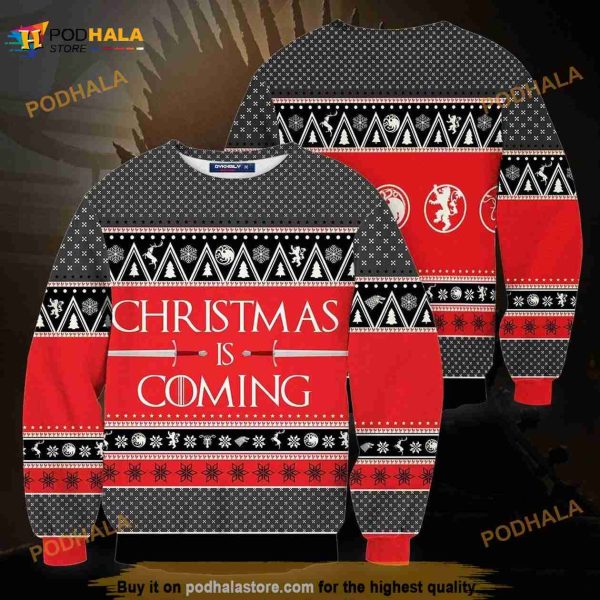Christmas Is Coming Knitted 3D Funny Ugly Sweater