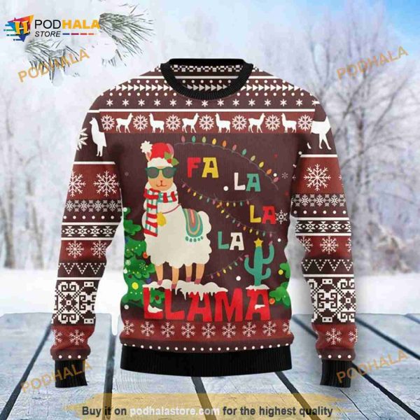 Christmas Llama Falalala 3D Funny Ugly Sweater