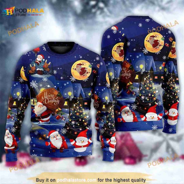 Christmas Love Santa And Gifts 3D Christmas Funny Ugly Sweater