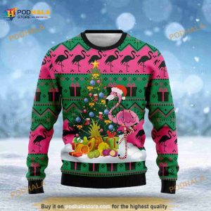 Christmas Pink Flamingo Santa Claus 3D Funny Ugly Sweater