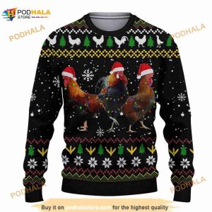 Christmas Roosters 3D Funny Ugly Sweater, Xmas Gift For Chicken Lovers
