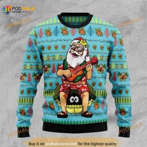 Christmas Santa Claus Playing Guitar 3D Xmas Funny Ugly Sweater
