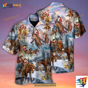 Christmas Santa Claus Riding Horse Snow Mountain Hawaiian Shirt Gifts For Horse Lovers 2