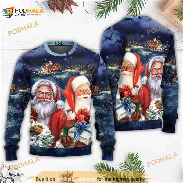 Christmas Santa Claus Snow 3D Christmas Funny Ugly Sweater