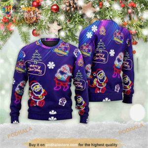 Christmas Santa Neon Light Xmas Party 3D Funny Ugly Sweater