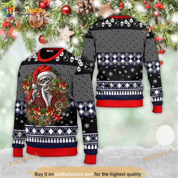 Christmas Santa Skull 3D Funny Ugly Sweater For Women Men