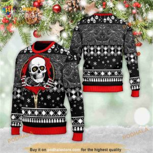 Christmas Santa Skull 3D Funny Ugly Sweater, Unique Xmas Gift