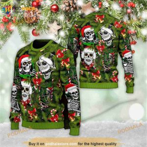 Christmas Santa Skull Decor Christmas Tree 3D Funny Ugly Sweater