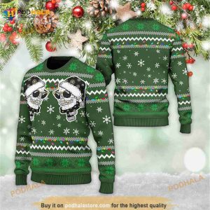 Christmas Santa Skull Green 3D Funny Ugly Sweater, Family Xmas Gifts