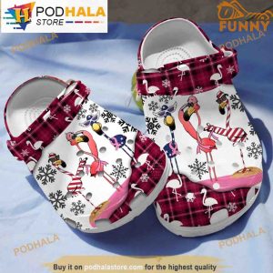 Christmas Snowflake Flamingo Clogband 3D Crocs, Funny Crocs