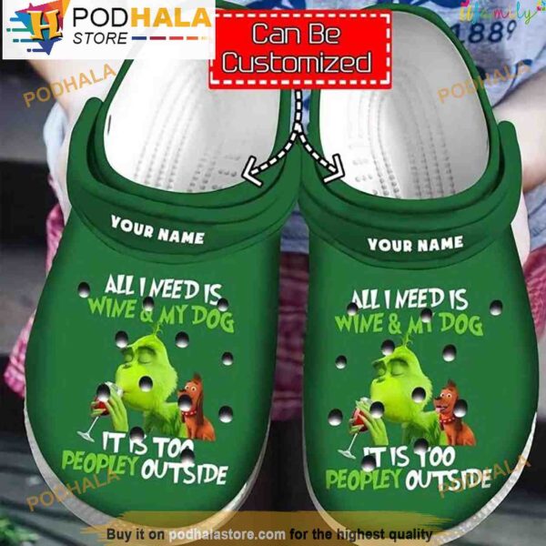 Christmas The Grinch Love Dog Custom Name 3D Crocs, Funny Crocs