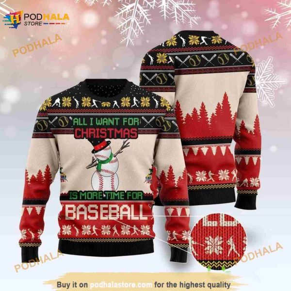 Christmas Time For Baseball 3D Funny Ugly Sweater