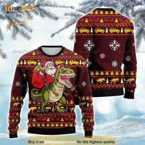 Christmas Ugly Santa Claus Riding Dinosaur Christmas Sweater