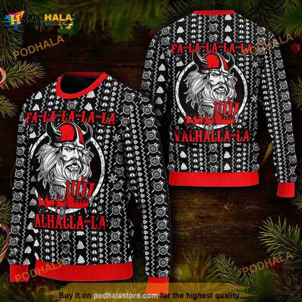 Christmas Viking Fa La La la Alhalla La 3D Funny Ugly Sweater
