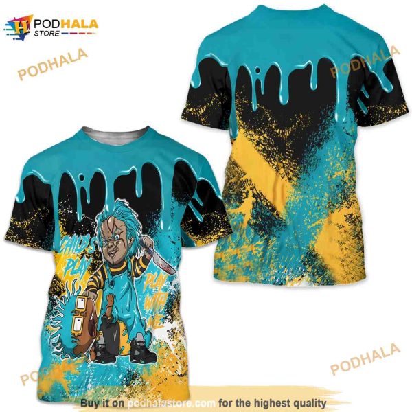 Chucky Chuckie Child’s Play Unisex Sneaker 3D Shirt Match 2023 Retro Aqua 5s Tee