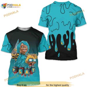 Chucky Kills Sneaker 3D Shirt Match 2023 Retro Aqua 5s Tee, Jordan 5