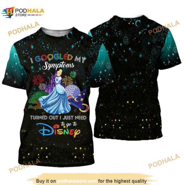 Cinderella Quotes Clear Black Pattern Disney Cartoon Outfits Unisex Casual 3D Shirt