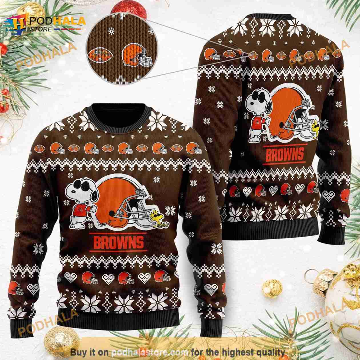 For Fans NFL Cleveland Browns Christmas Tree And Gift Ugly