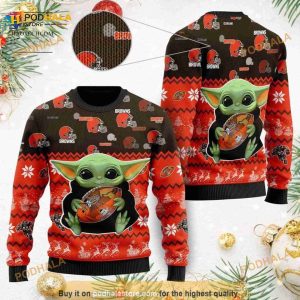 Cleveland Browns Ugly Sweater Baby Yoda Star Wars Ugly Christmas Sweater