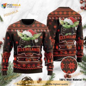 Cleveland Browns Ugly Sweater Baby Yoda Ugly Christmas Sweater