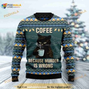Coffee Cat Christmas Sweater