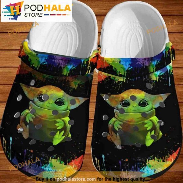 Colorful Baby Yoda Clogband 3D Crocs Clog Shoes, Funny Crocs