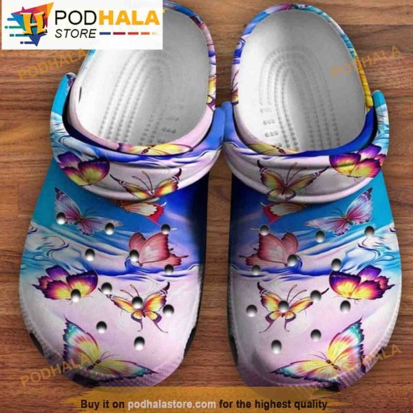 Colorful Butterfly Funny Clogband 3D Crocs, Funny Crocs