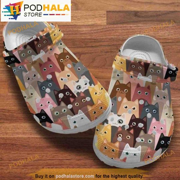 Colorful Cartoon Cat Clogband 3D Crocs, Funny Crocs