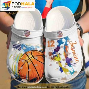 Colorful Customized And Number Basketball Clogband 3D Crocs, Funny Crocs