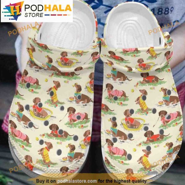 Colorful Dachshund Puppies Dog Clogband 3D Crocs, Funny Crocs