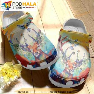 Colorful Deer In Autumn Vibe Hunting Clogband 3D Crocs, Funny Crocs