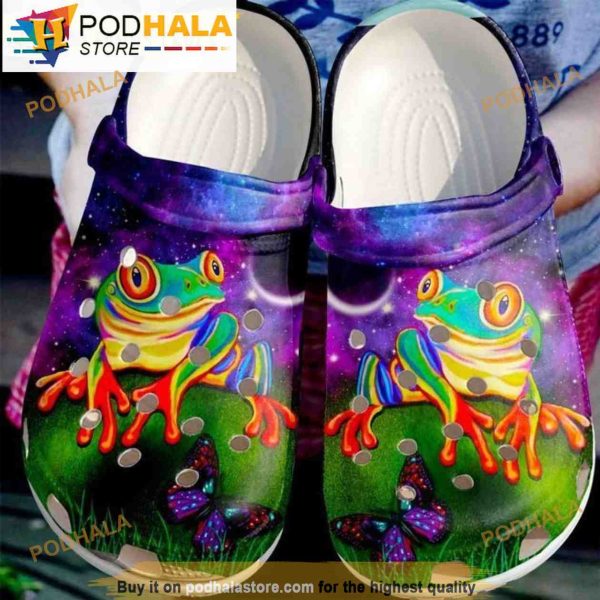 Colorful Frog And Butterfly Clogband 3D Crocs, Funny Crocs