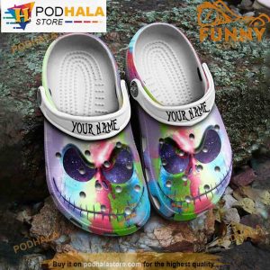 Colorful Jack Skellington Face Halloween Clogband 3D Crocs, Funny Crocs